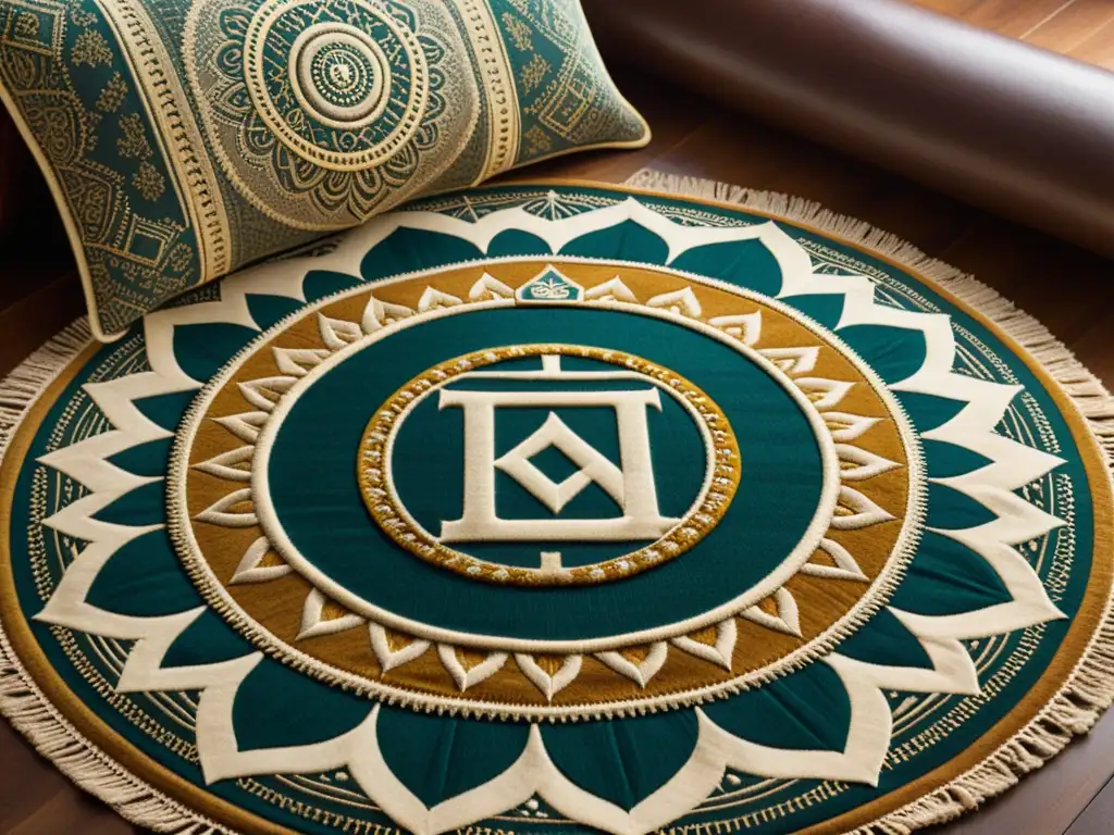 Decoración vintage con mandala y alfabetos antiguos, evocando significados espirituales y misterio