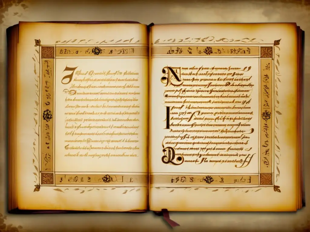 Antiguo manuscrito en Prácrito con caligrafía e ilustraciones detalladas