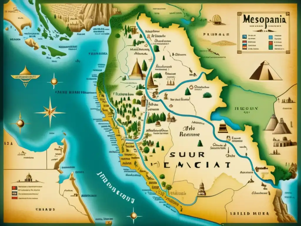 Un antiguo mapa de Mesopotamia muestra rutas de peregrinación entre templos con escritura cuneiforme