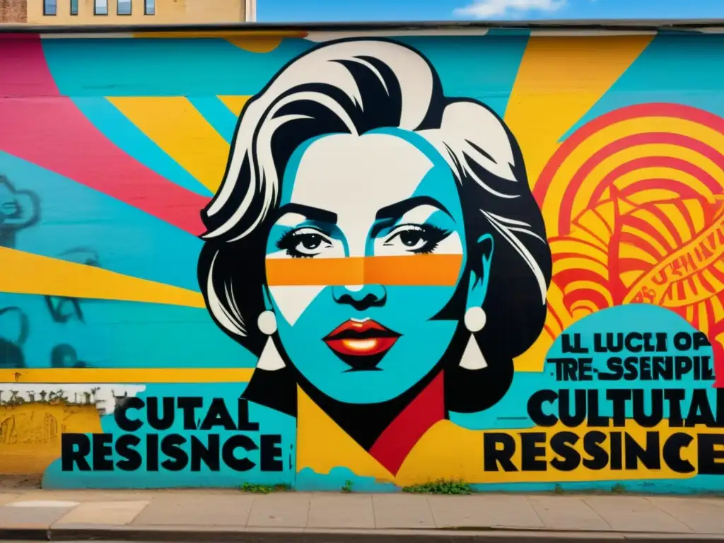 Arte urbano como expresión cultural: Vibrante graffiti que refleja resistencia y activismo en una pared vintage