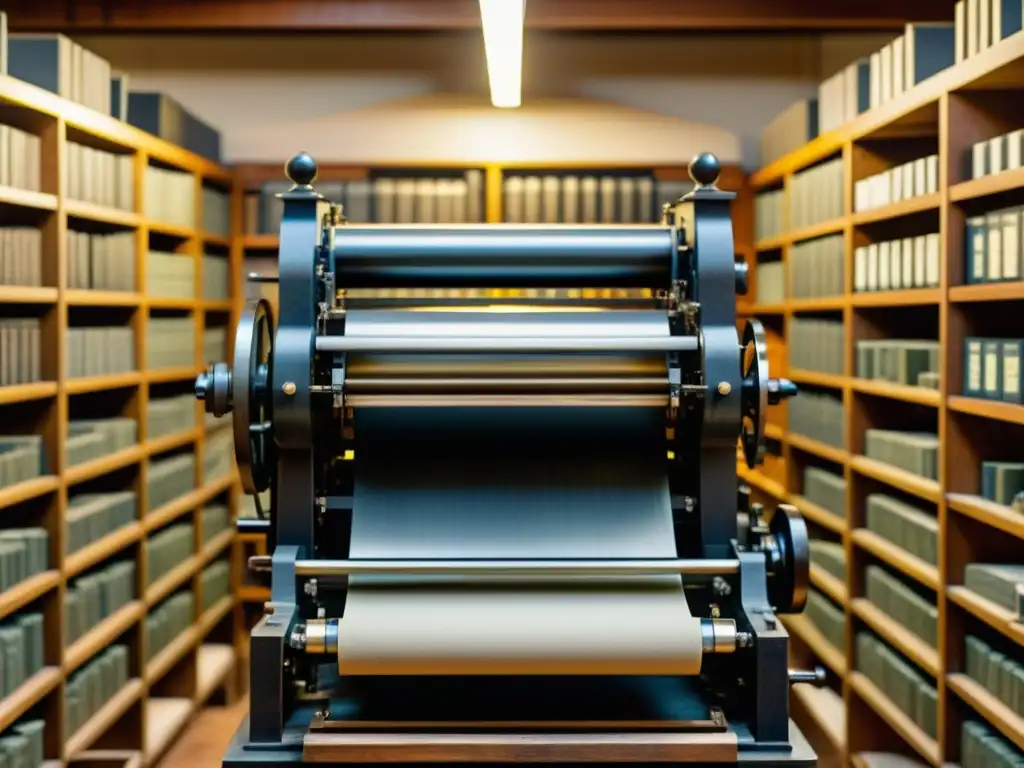 Un artesano habilidoso prepara tipografías históricas en un ambiente vintage de imprenta