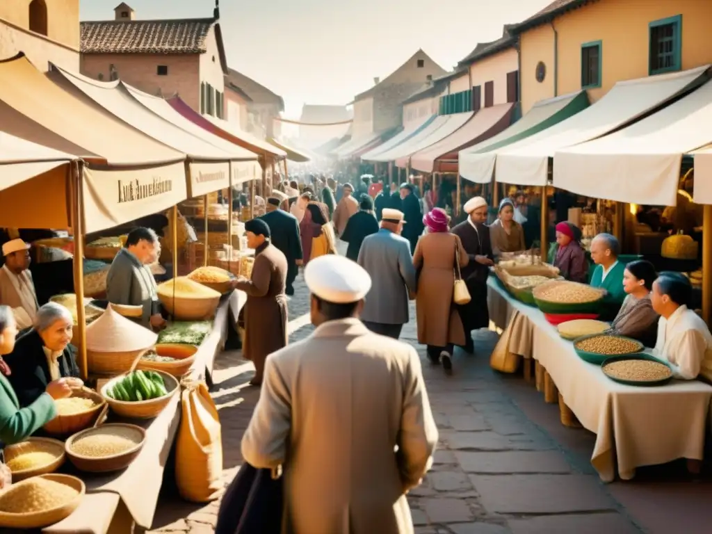 Un bullicioso mercado vintage con diversidad cultural