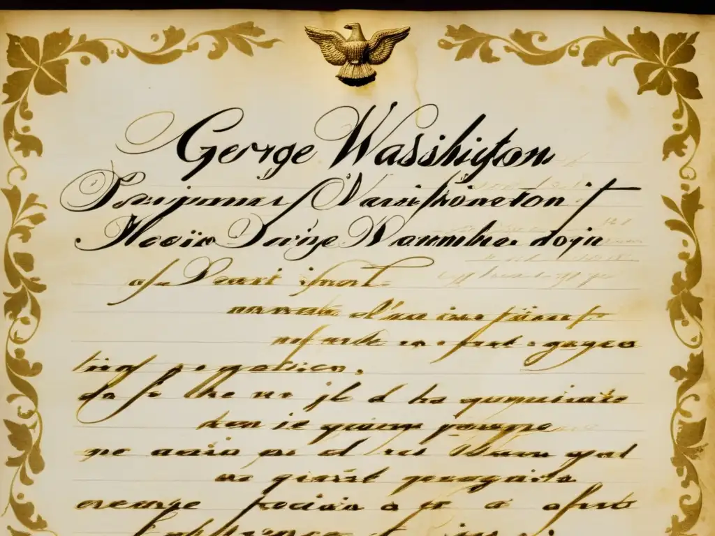 Closeup de pergamino antiguo con firma de George Washington, una de las firmas históricas más buscadas