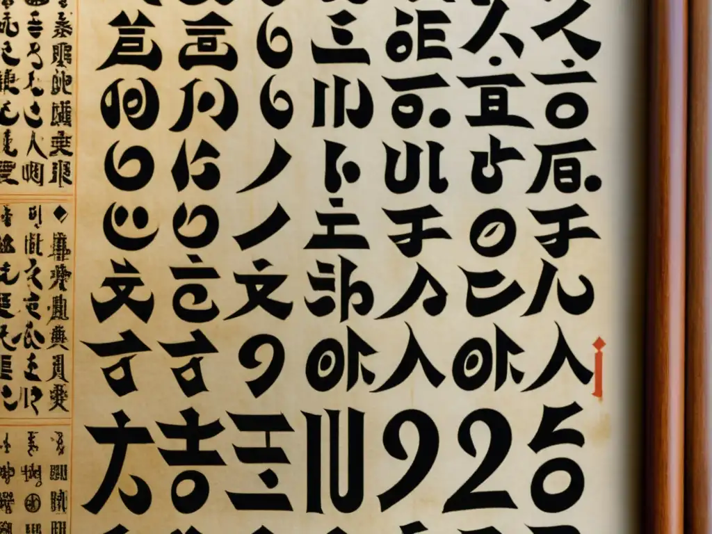 Detalle de sistemas de escritura y cognición cultural en pergaminos envejecidos