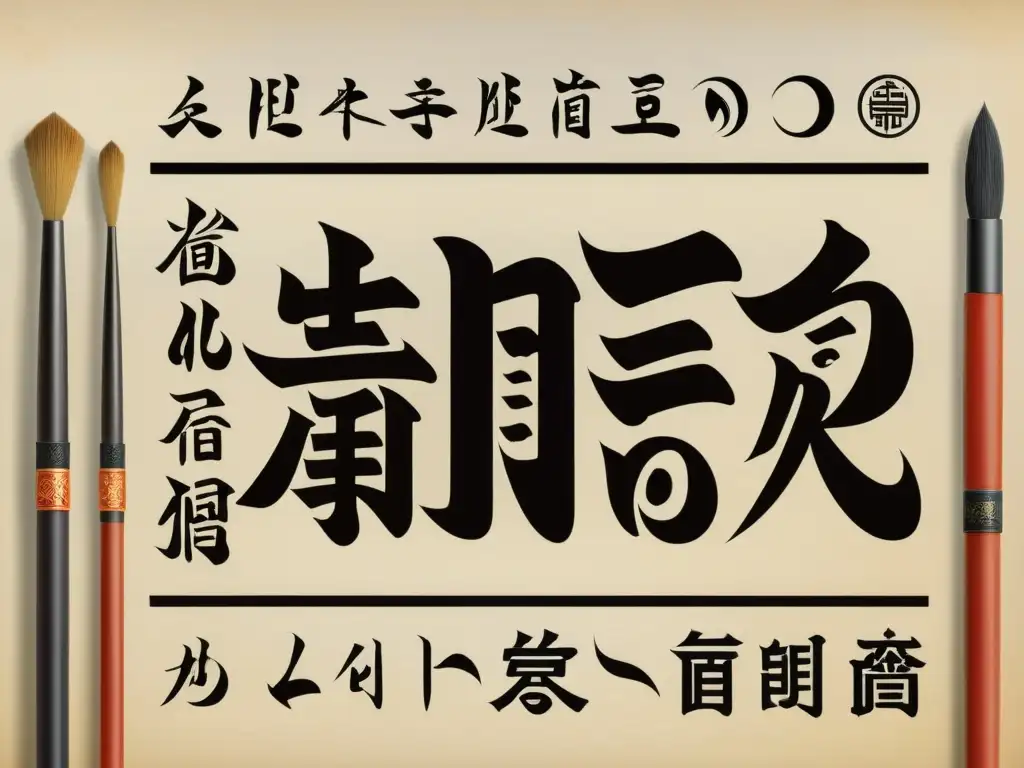 Detalle vintage de la evolución de los sistemas de escritura asiática comparados, resaltando su riqueza cultural y complejidad histórica