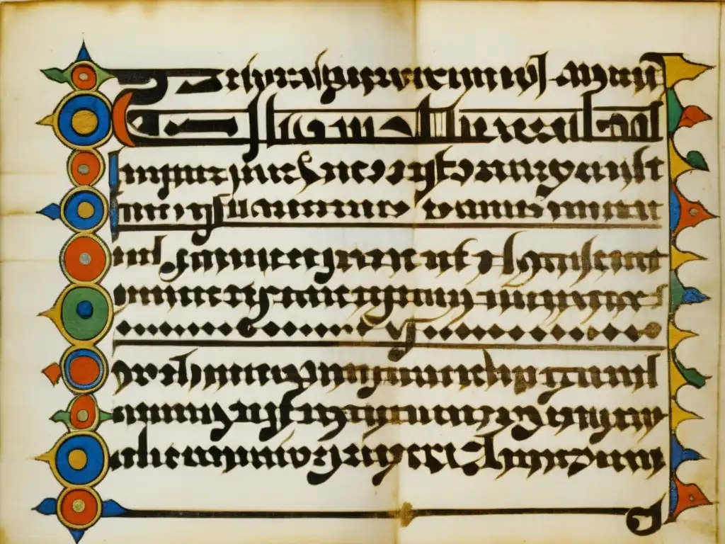 Detalles intrincados de la escritura carolingia en un manuscrito bien conservado, evocando historia y exploración académica