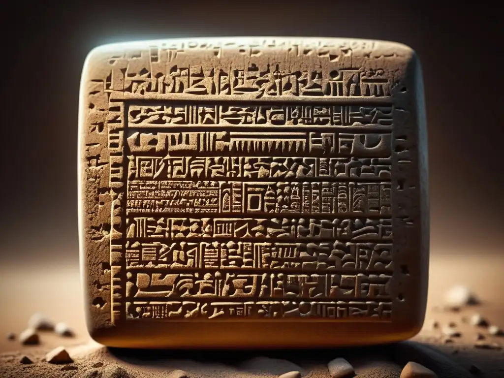 Una representación digital impresionante de una tablilla cuneiforme sumeria, que trasciende la escritura antigua al mundo digital