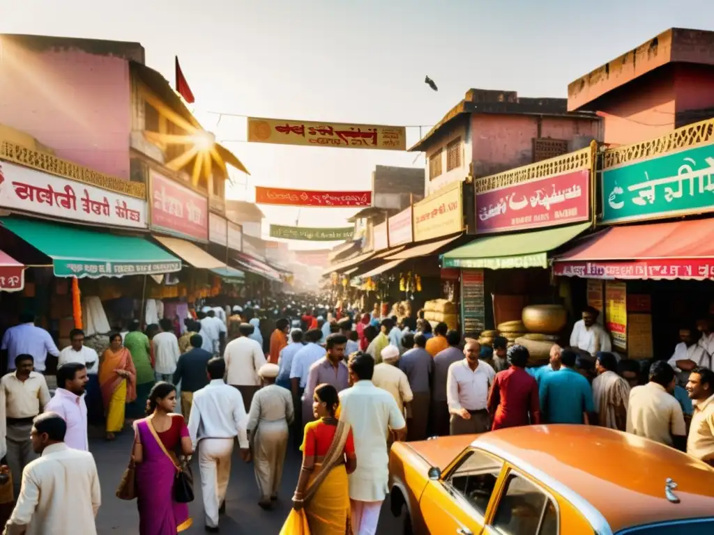 Explorando la diversidad de escrituras en un bullicioso mercado de la India