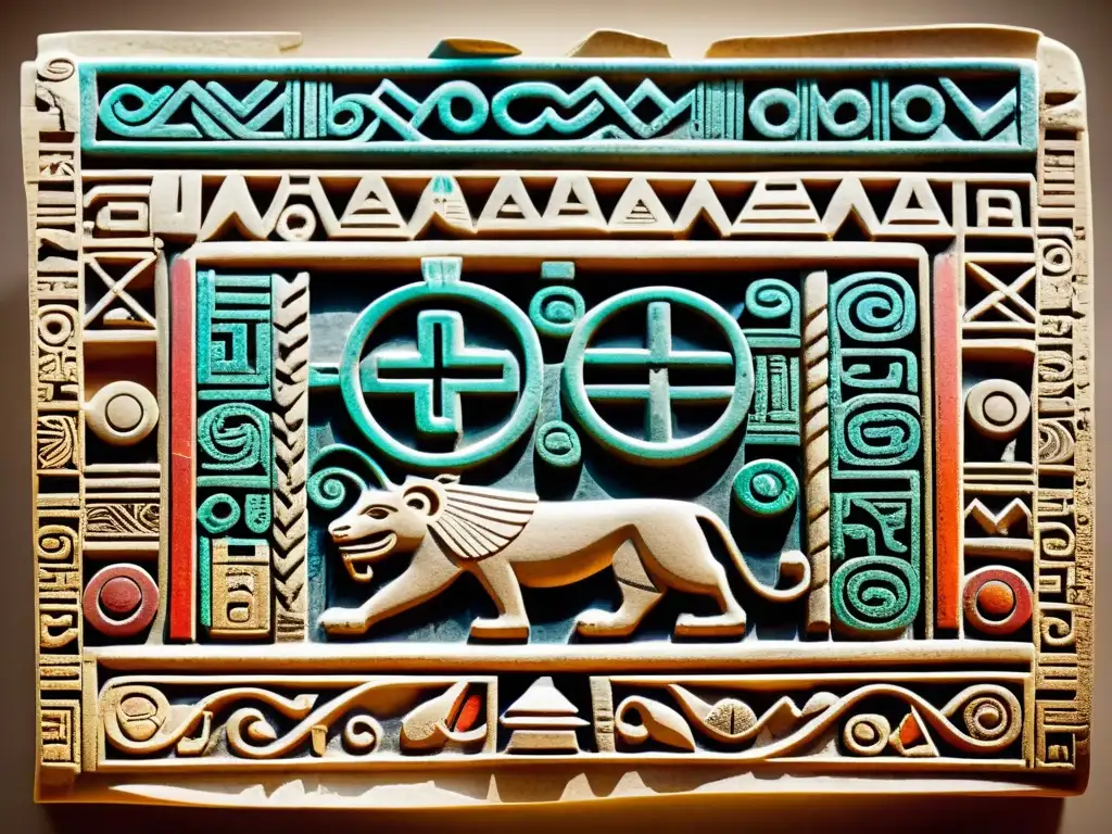Escritura azteca en piedra: legado artístico y cultural Escritura de los Aztecas en piedra y papel en una talla detallada, resaltando su arte y legado cultural