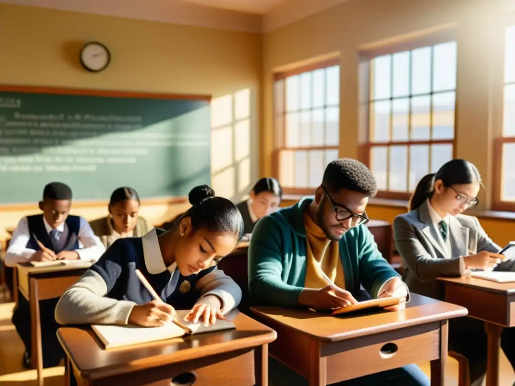 Estudiantes exploran sistemas de escritura en culturas con realidad aumentada en aula vintage