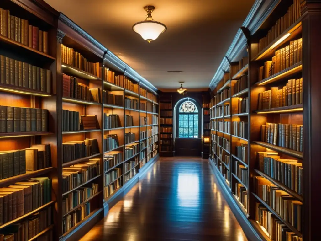 Imagen 8k de una librería vintage con libros antiguos colección tinta valorados, bañada en luz dorada