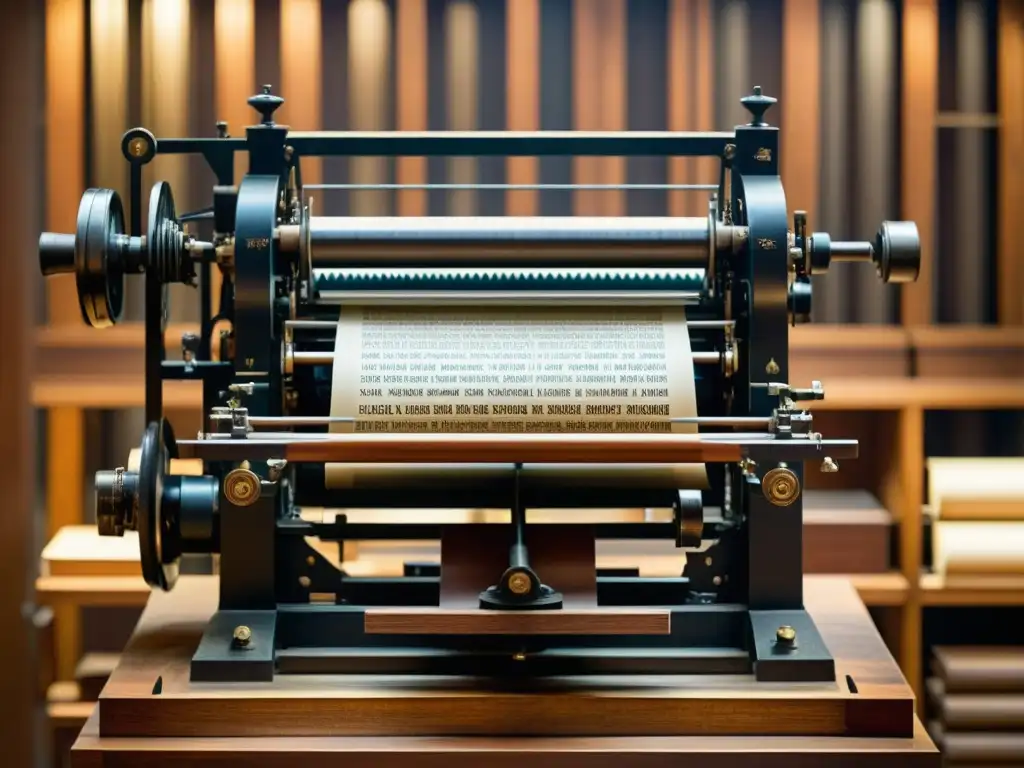 Una impresora vintage en un museo, con tipografías históricas en exposición