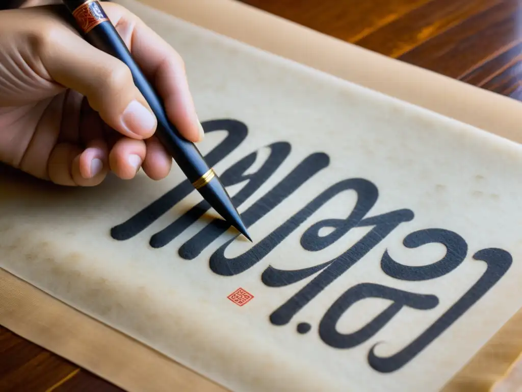 Un maestro de la caligrafía china escribe con precisión sobre papel de arroz, mostrando los orígenes misteriosos de la escritura china