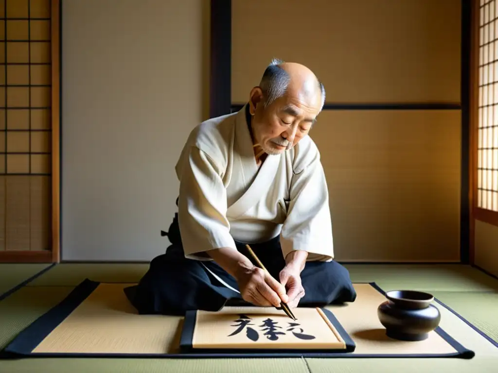 Un maestro japonés de caligrafía zen crea delicadas letras en papel de arroz en su tradicional taller