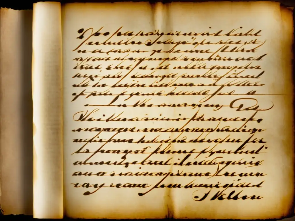 Manuscrito antiguo con caligrafía delicada y desgaste, transmite historia y nostalgia