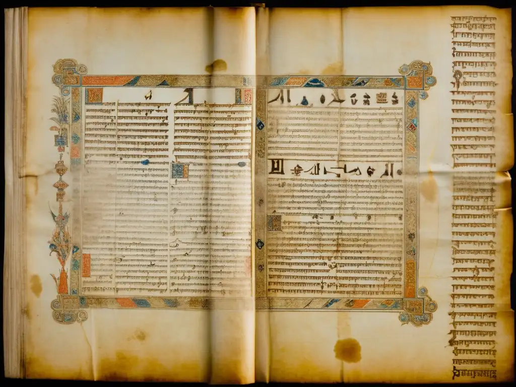 Manuscrito antiguo con letras glagolíticas y cirílicas en pergamino envejecido, evocando historias fascinantes