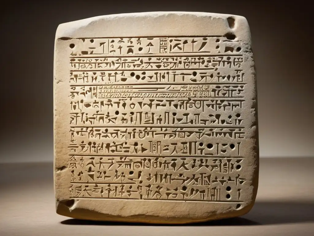 Tableta de arcilla cuneiforme: legado mesopotámico Material didáctico para escribir cuneiforme: Imagen de una tableta de arcilla con escritura cuneiforme, evocando la antigua escritura sumeria
