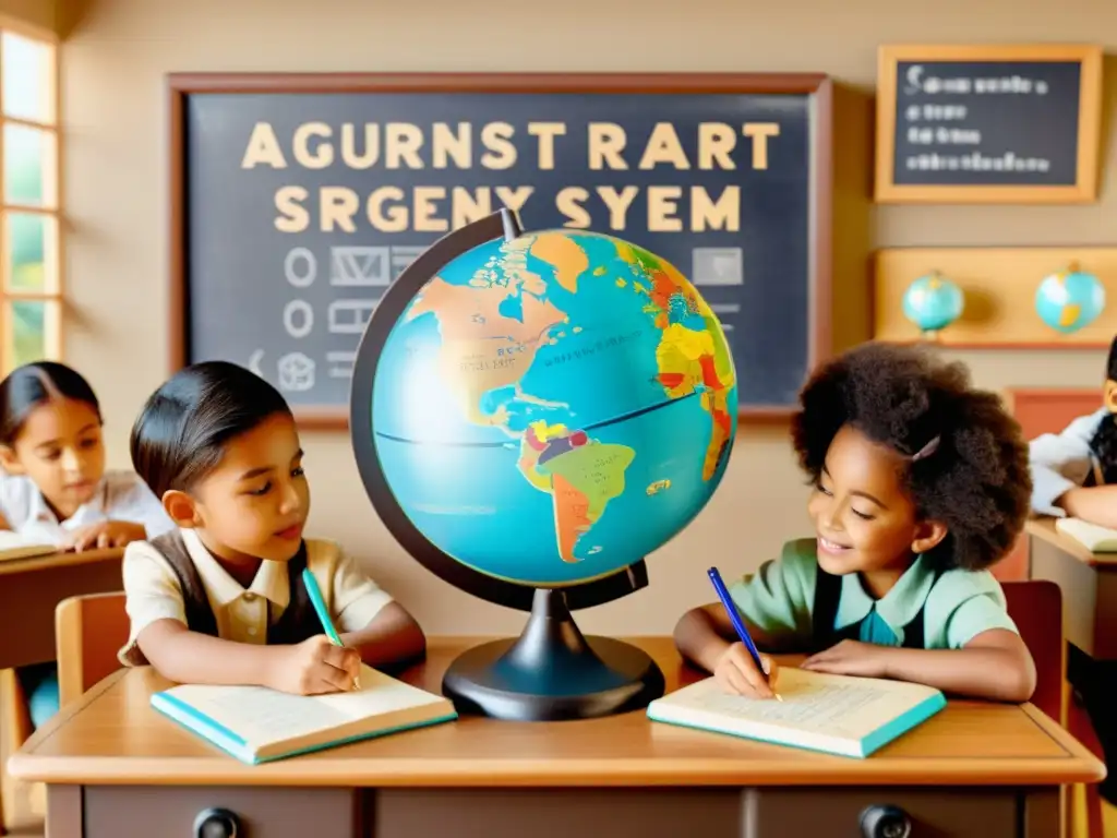 Niños exploran alfabetos del mundo con Realidad Aumentada, en aula vintage