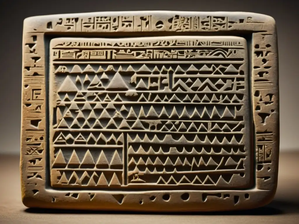 Tableta de arcilla cuneiforme: detallada y auténtica Tableta de arcilla cuneiforme antigua con detalles precisos