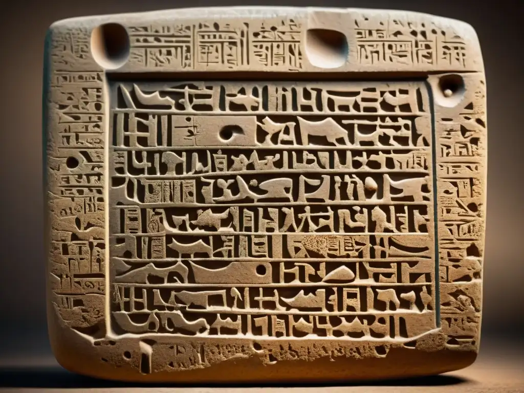 Tableta de arcilla cuneiforme: Detalles en 8k Tableta de arcilla con escritura cuneiforme, material didáctico para escribir cuneiforme