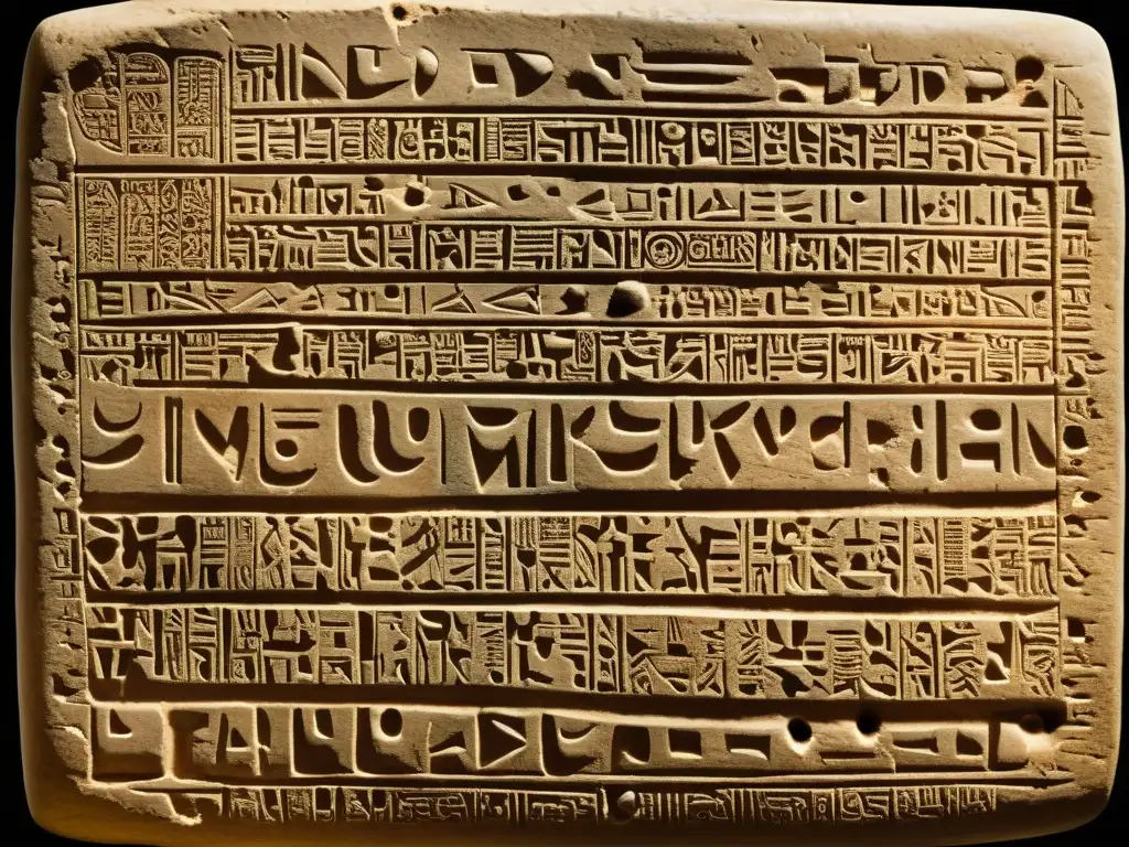Una tableta de arcilla inscrita con escritura cuneiforme sumeria, revelando la antigua belleza y misticismo de este sistema de escritura