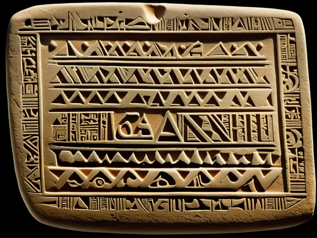 Una tableta de arcilla micénica con intrincado texto Linear B, evocando la antigüedad y la rica historia de la civilización micénica