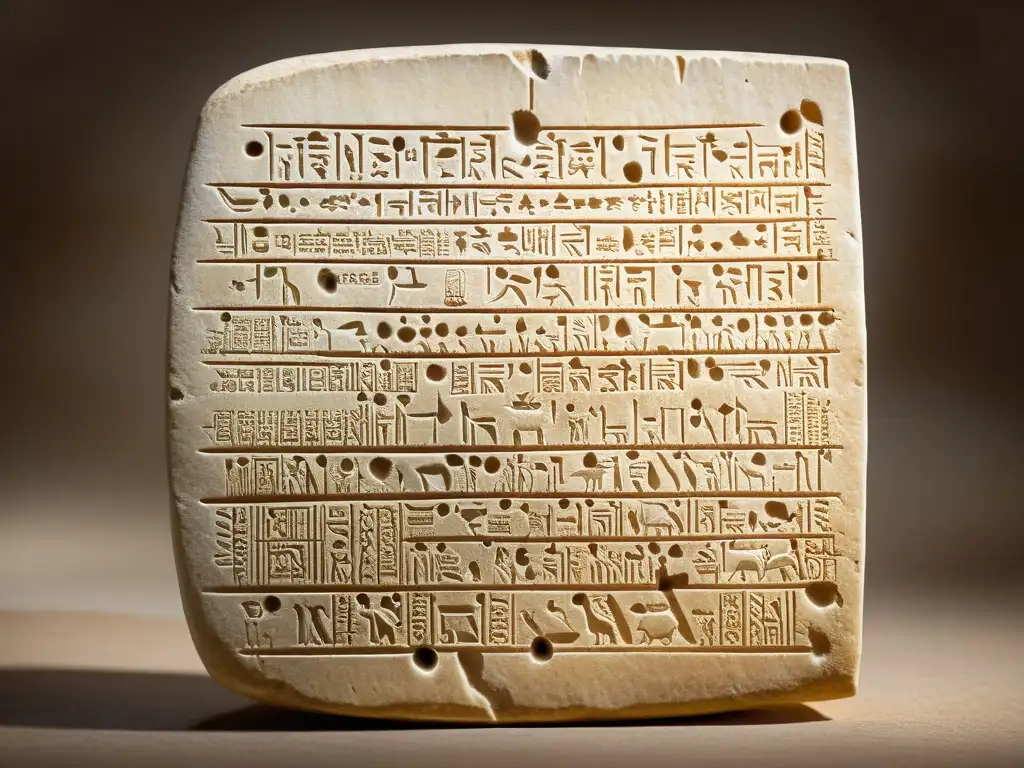 Tableta de cuneiforme detallada utilizada en comercio en Mesopotamia, con caracteres intrincados y aura histórica