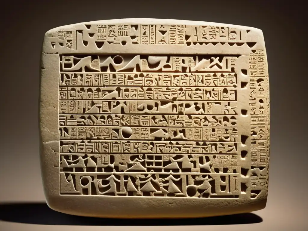 Una tableta cuneiforme sumeria bien conservada en arcilla, mostrando la antigua escritura sumeria en caracteres cuneiformes