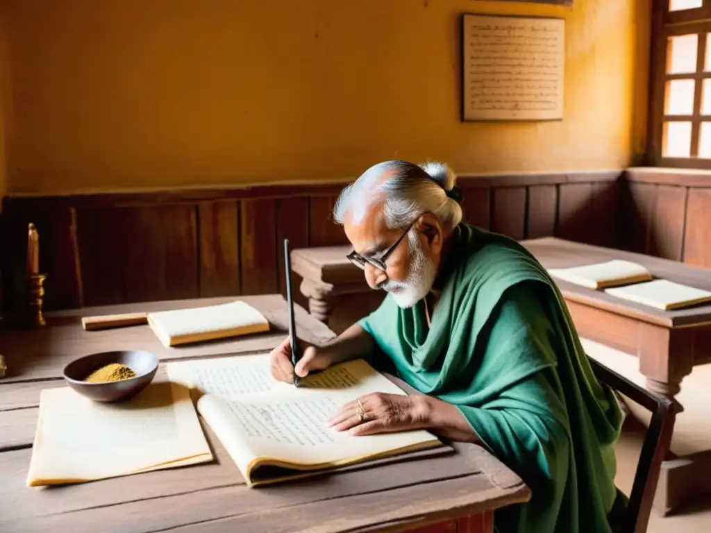 Un taller de escritura sánscrita y hindi en Varanasi, India